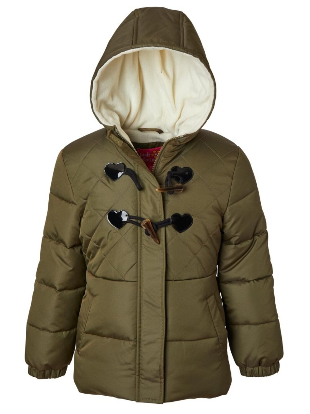 Pink Platinum Big Girls Quilt Puffer Jacket with Fleece Hooded Medium NWT